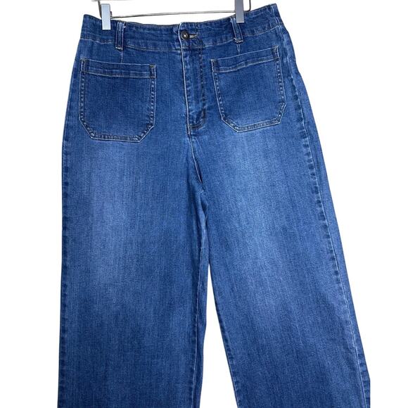 Habitat Clothes To Live In Jeans Wide Leg High Rise Cropped Blue Women Sz 10 EUC - Picture 12 of 15
